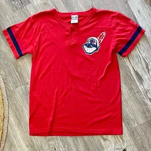 Vintage 1990s Cleveland Indians Chief Wahoo Print Red Amateur Baseball T-Shirt